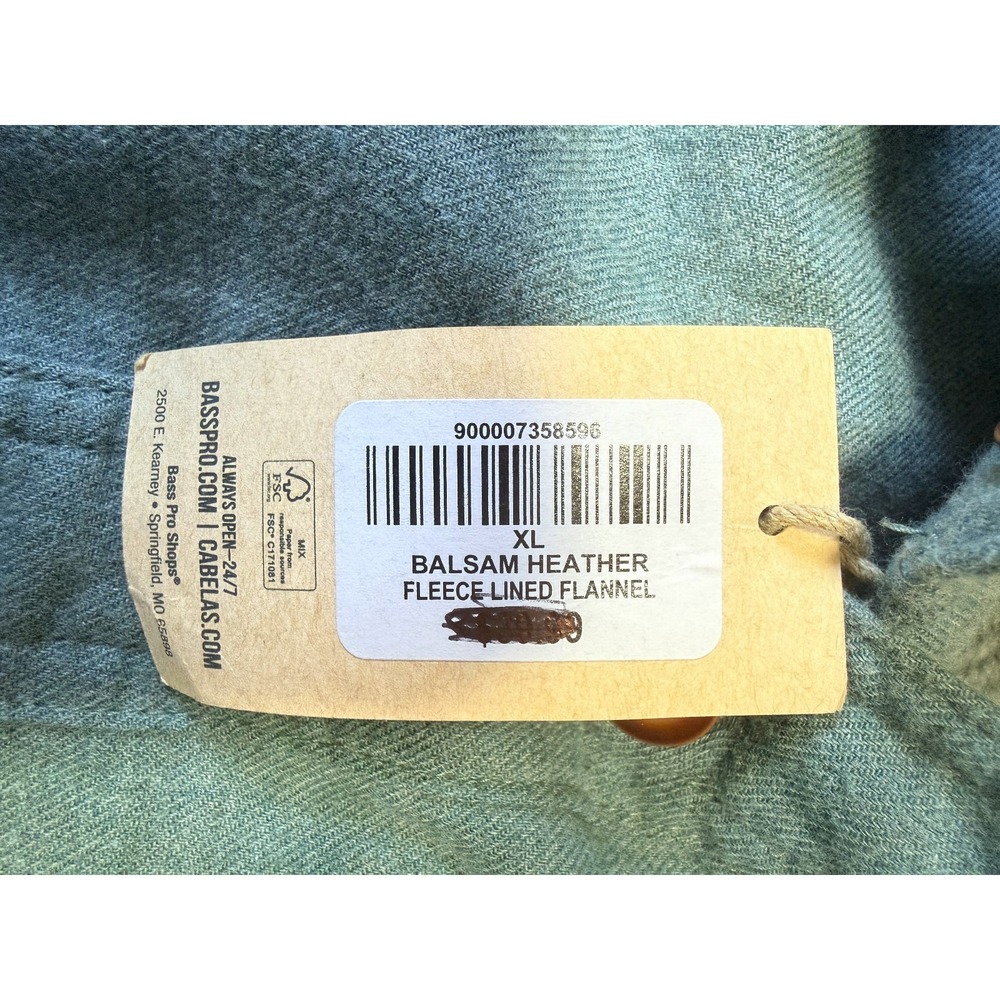 RED HEAD - Men's Fleece Lined Flannel Shirt - Balsam Heather Button -XL - NEW‎ - Picture 4 of 6